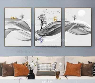 Download file gốc File tranh hiện đại pha lê gương KF66578 (in lụa) tranh 3D