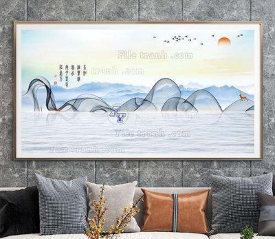 File gốc File tranh hiện đại pha lê gương KF66805 (in lụa) tranh mã đáo