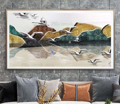 File gốc File tranh hiện đại pha lê gương KF66846 (in lụa) tranh thuận buồm