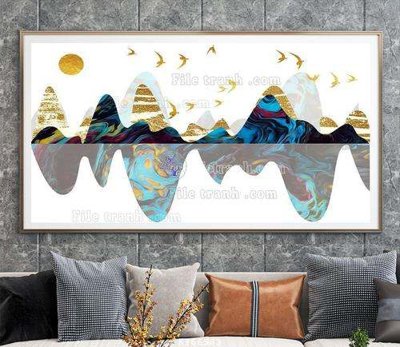 File in trần File tranh hiện đại pha lê gương KF66983 (bản gốc) đại dương