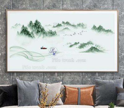 Hình ảnh file gốc in trần nhà File tranh hiện đại pha lê gương KF67005