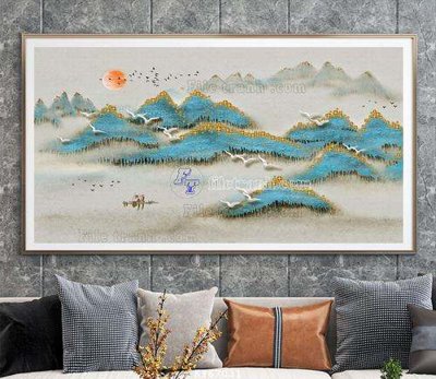 File in trần File tranh hiện đại pha lê gương KF67031 (bản gốc) mây trời