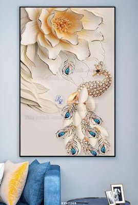 File gốc File tranh hiện đại pha lê gương KF67268 (in lụa) hoa văn cổ điển