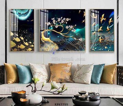 File tranh File tranh hiện đại pha lê gương KF67755 (bản gốc) treo quán cafe