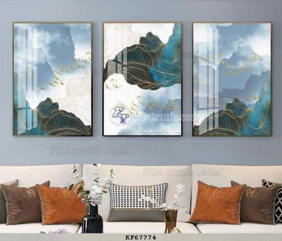 File tranh File tranh hiện đại pha lê gương KF67774 (bản gốc) in lụa 5D