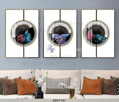 File tranh File tranh hiện đại pha lê gương KF67797 (ảnh gốc) in trần 3D