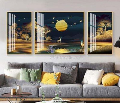 File in trần File tranh hiện đại pha lê gương KF68021 (bản gốc) hoa văn