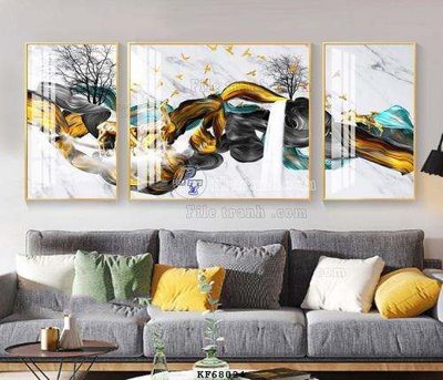 File gốc File tranh hiện đại pha lê gương KF68024 (in lụa) tranh phong thủy