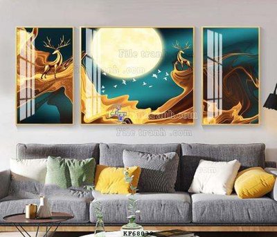 File tranh File tranh hiện đại pha lê gương KF68032 (gốc) chủ đề thành phố