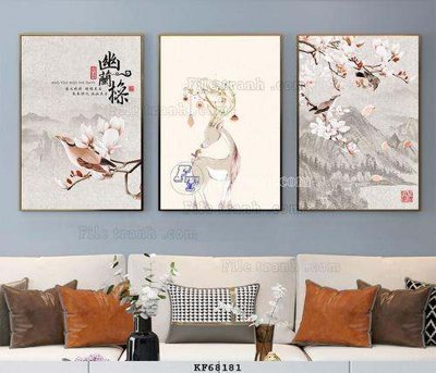 File gốc File tranh hiện đại pha lê gương KF68181 (in tráng gương) ốp tường