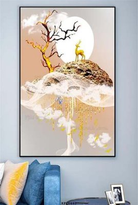 File PSD File tranh hiện đại pha lê gương KF68440 (bản gốc) đã tách nền