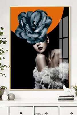 Download file gốc File tranh hiện đại pha lê gương KF69738 (in lụa) hoa lá