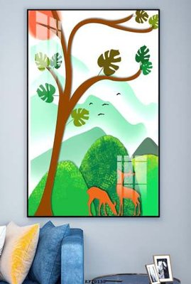 File gốc File tranh hiện đại pha lê gương KF70130 (in lụa) hoa văn cổ điển