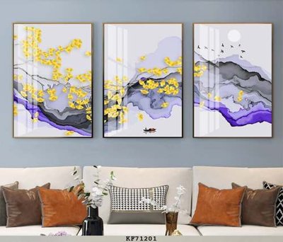 File in trần File tranh hiện đại pha lê gương KF71201 (bản gốc 3D) sống động