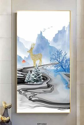 File gốc File tranh hiện đại pha lê gương KF71842 (in lụa) tranh phong thủy