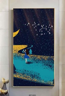 File in trần File tranh hiện đại pha lê gương KF71881 (bản gốc) mây trời