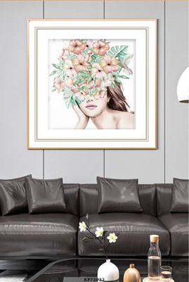 Hình ảnh file gốc in trần nhà File tranh hiện đại pha lê gương KF73032