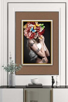 File gốc File tranh hiện đại pha lê gương KF73043 (in lụa) hoa văn cổ điển