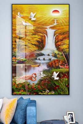 File in lụa File tranh hiện đại pha lê gương KF73396 (hoa văn) File tranh hiện đại pha lê gương KF73396