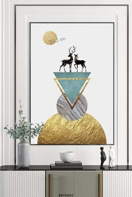 File gốc File tranh hiện đại pha lê gương KF75002 (in lụa) hoa văn cổ điển