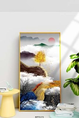 File in mica File tranh hiện đại pha lê gương KF75173 (bản gốc) làm vách ngăn