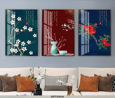 Tải file File tranh hiện đại pha lê gương KF75864 (gốc) chủ đề hoa sen