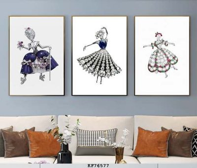 File gốc File tranh hiện đại pha lê gương KF76577 (in lụa) hoa văn cổ điển