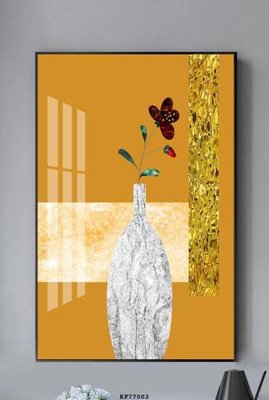 File in lụa File tranh hiện đại pha lê gương KF77002 (hoa văn) File tranh hiện đại pha lê gương KF77002