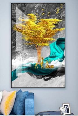 File tranh File tranh hiện đại pha lê gương KF79413 (bản gốc) in lụa 3D