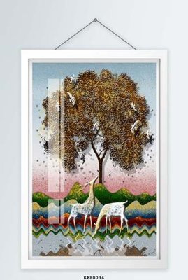 File tranh File tranh hiện đại pha lê gương KF80034 (bản gốc) in lụa 3D