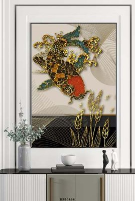 File in lụa File tranh hiện đại pha lê gương KF80496 (hoa văn) File tranh hiện đại pha lê gương KF80496