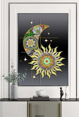 Hình ảnh file gốc in trần nhà File tranh hiện đại pha lê gương KF80519