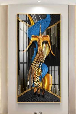 Download file gốc File tranh hiện đại pha lê gương KF80785 (in lụa) hoa lá