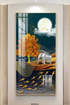 File in trần File tranh hiện đại pha lê gương KF80823 (bản gốc) phong cảnh