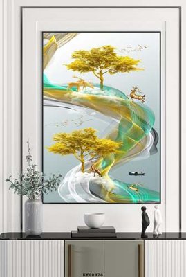 Ảnh gốc file in lụa File tranh hiện đại pha lê gương KF80978 chi tiết