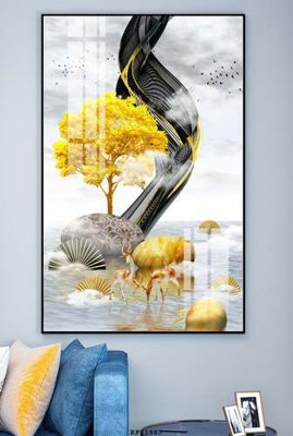 File gốc File tranh hiện đại pha lê gương KF81987 (in lụa) tranh mã đáo