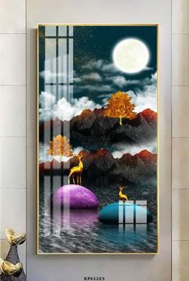 File tranh File tranh hiện đại pha lê gương KF82203 (ảnh gốc) in trần xuyên sáng