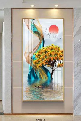 File gốc File tranh hiện đại pha lê gương KF82248 (in mica) trang trí