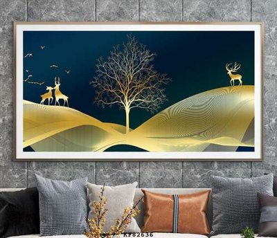 File gốc File tranh hiện đại pha lê gương KF82636 (in lụa) tranh mã đáo