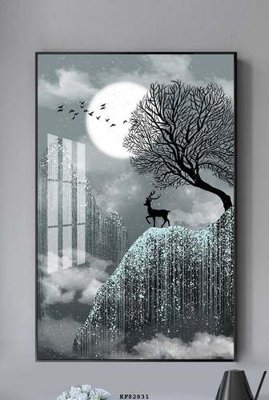 File in lụa File tranh hiện đại pha lê gương KF82831 (tân cổ điển) File tranh hiện đại pha lê gương KF82831