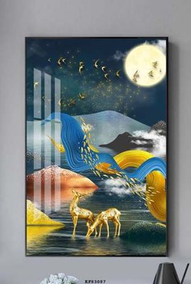 File gốc File tranh hiện đại pha lê gương KF83087 (trang trí) phòng ngủ