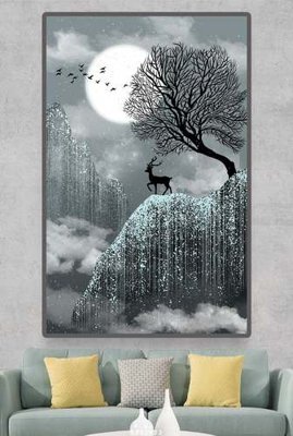 File gốc File tranh hiện đại pha lê gương KF83522 (in lụa) họa tiết 3D