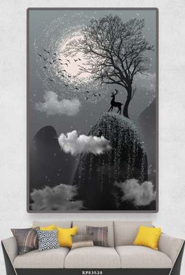 File tranh File tranh hiện đại pha lê gương KF83528 (gốc) chủ đề thiên nhiên