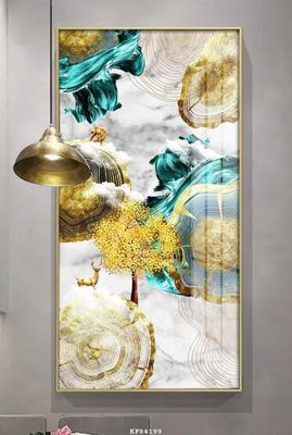 Tải file File tranh hiện đại pha lê gương KF84199 (gốc) chủ đề hoa sen