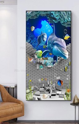 File tranh in trần 3D File tranh hiện đại pha lê gương KF90000 (ảnh gốc)