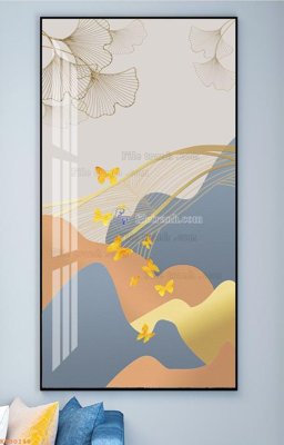 Download file gốc File tranh hiện đại pha lê gương KF90148 (in lụa) hoa lá