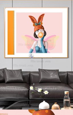 File in mica File tranh hiện đại pha lê gương KF90652 (bản gốc) làm vách ngăn