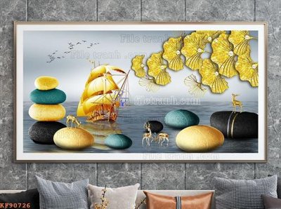 File tranh File tranh hiện đại pha lê gương KF90726 (gốc) in vải canvas