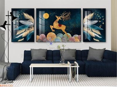 File in trần File tranh hiện đại pha lê gương KF90733 (bản gốc 3D) sống động