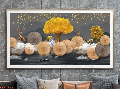 File gốc File tranh hiện đại pha lê gương KF90802 (in lụa) tranh phong thủy